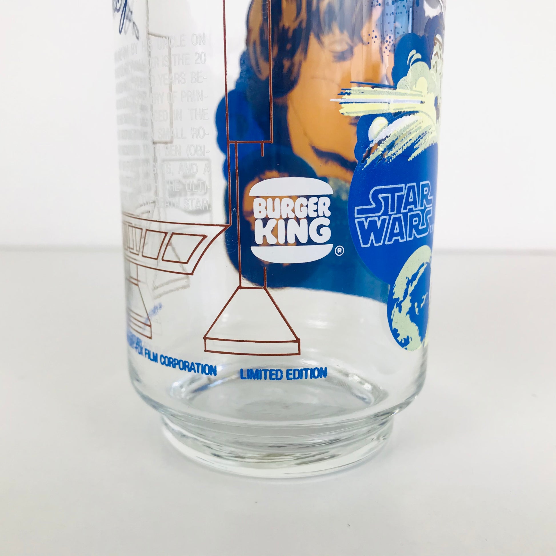 1 of 4 limited edition 1977 Star Wars glass tumblers (with a Burger King logo on the side).