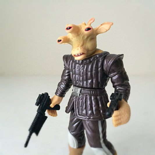 Up close look at a 1990s Star Wars Ree-Yees action figure (from the Power of the Force toy line).