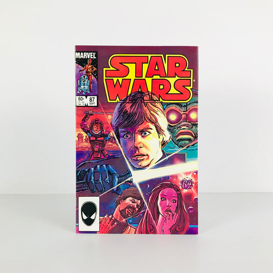 Front cover of a 1984 issue of the Marvel Star Wars comic book series with Luke Skywalker, Kiro the Water Breather, Dani, and Rik Duel on the front cover.