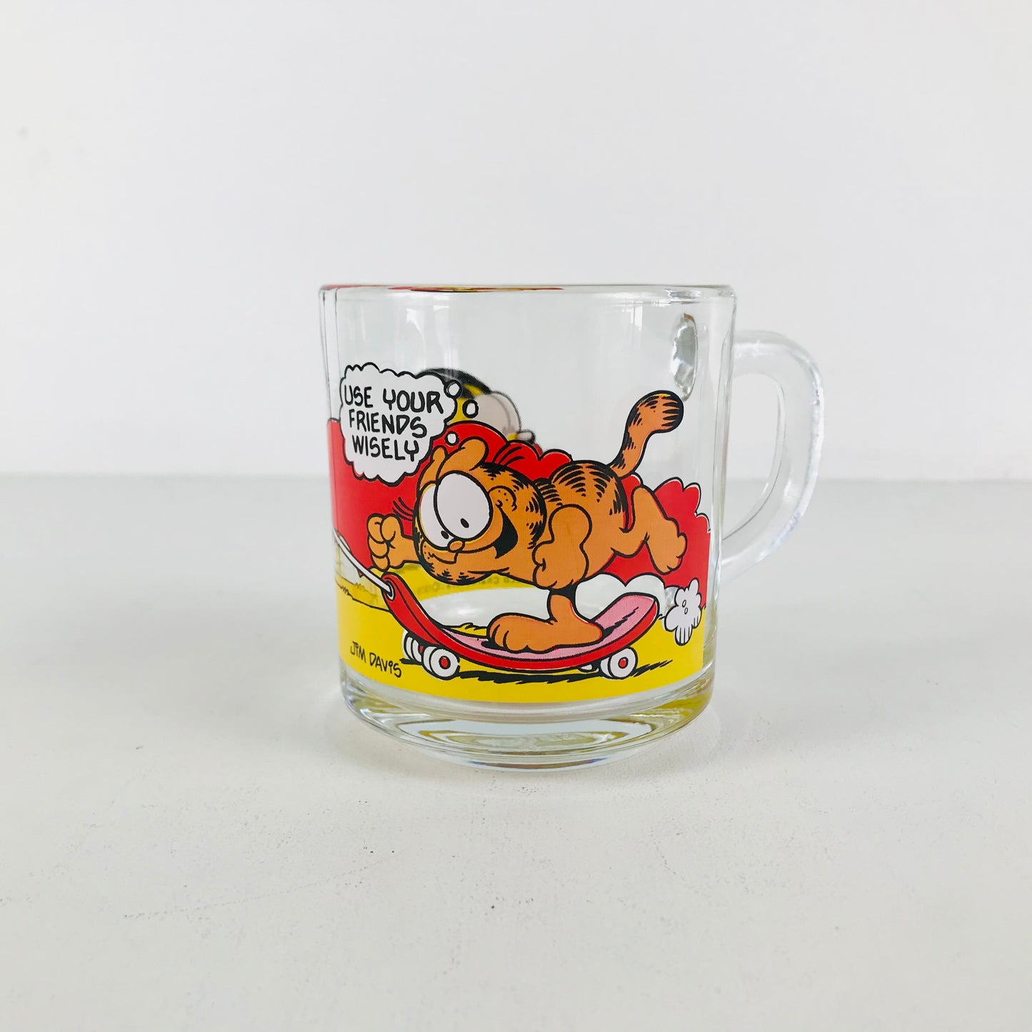1980s McDonalds Garfield Glass Mug with Odie, Classic Jim Davis Cartoon Cat