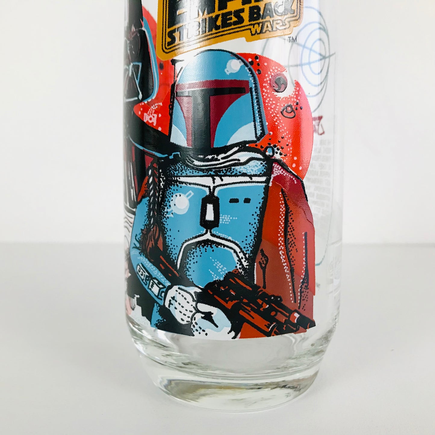 1980s Star Wars tumbler featuring the bounty hunter Boba Fett.