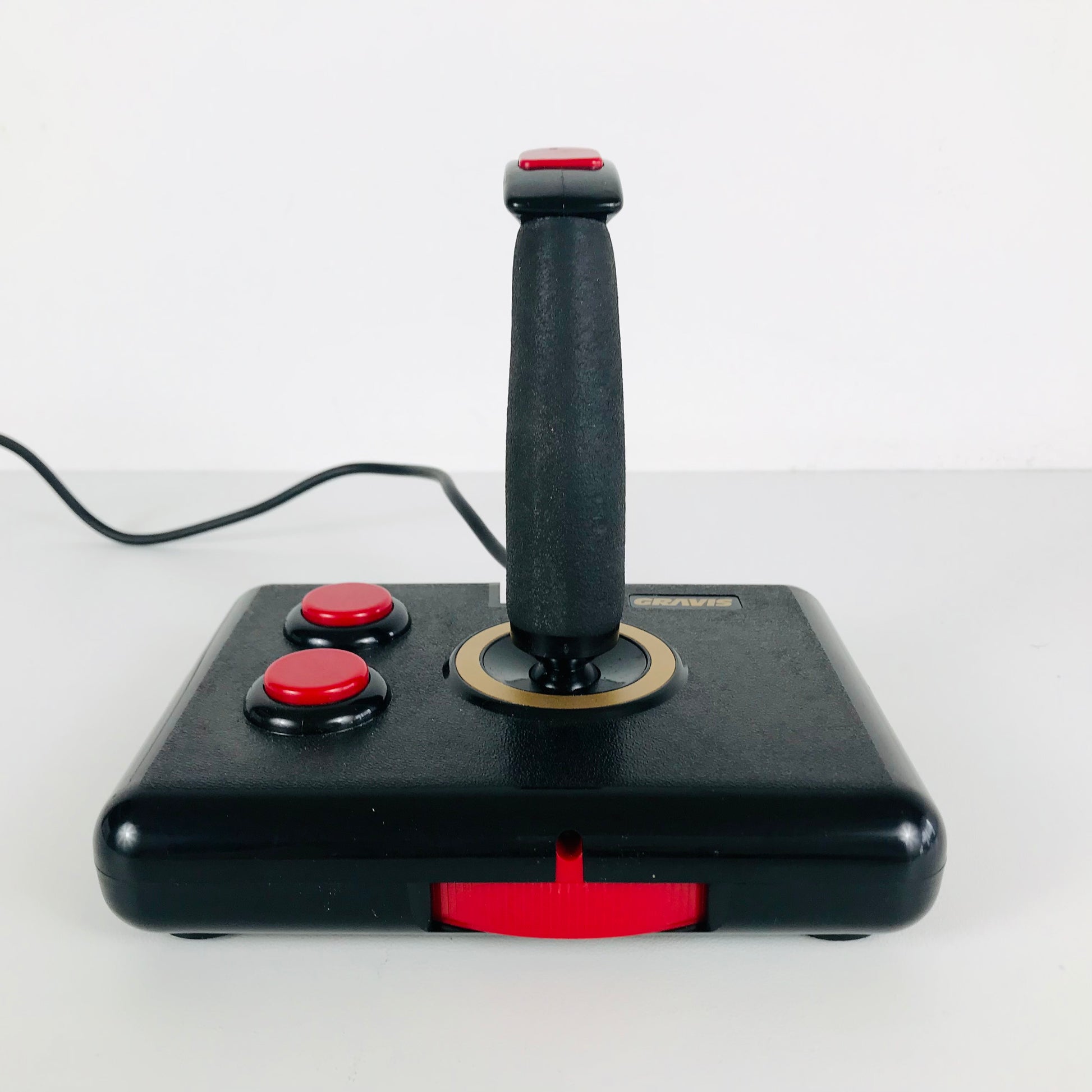 Up close and personal with the 1991 Gravis analog IBM computer joystick.