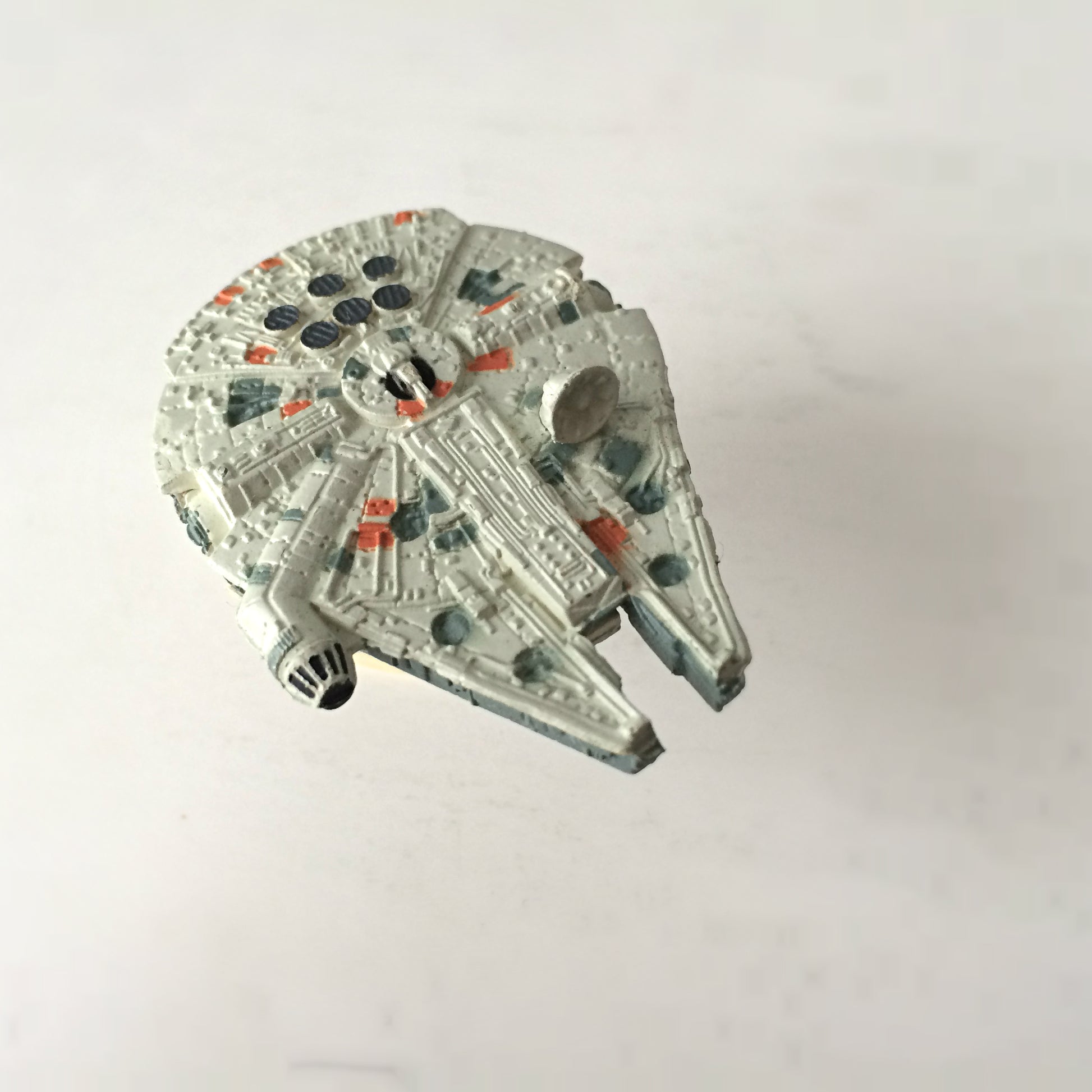 Overhead view of the Galoob Micro Machines version of the Millennium Falcon.