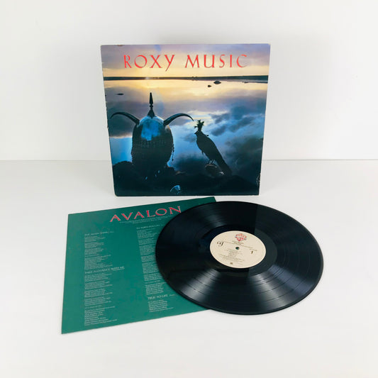 Cover, lyrics sheet, and vinyl record for the 1982 Roxy Music album, "Avalon".