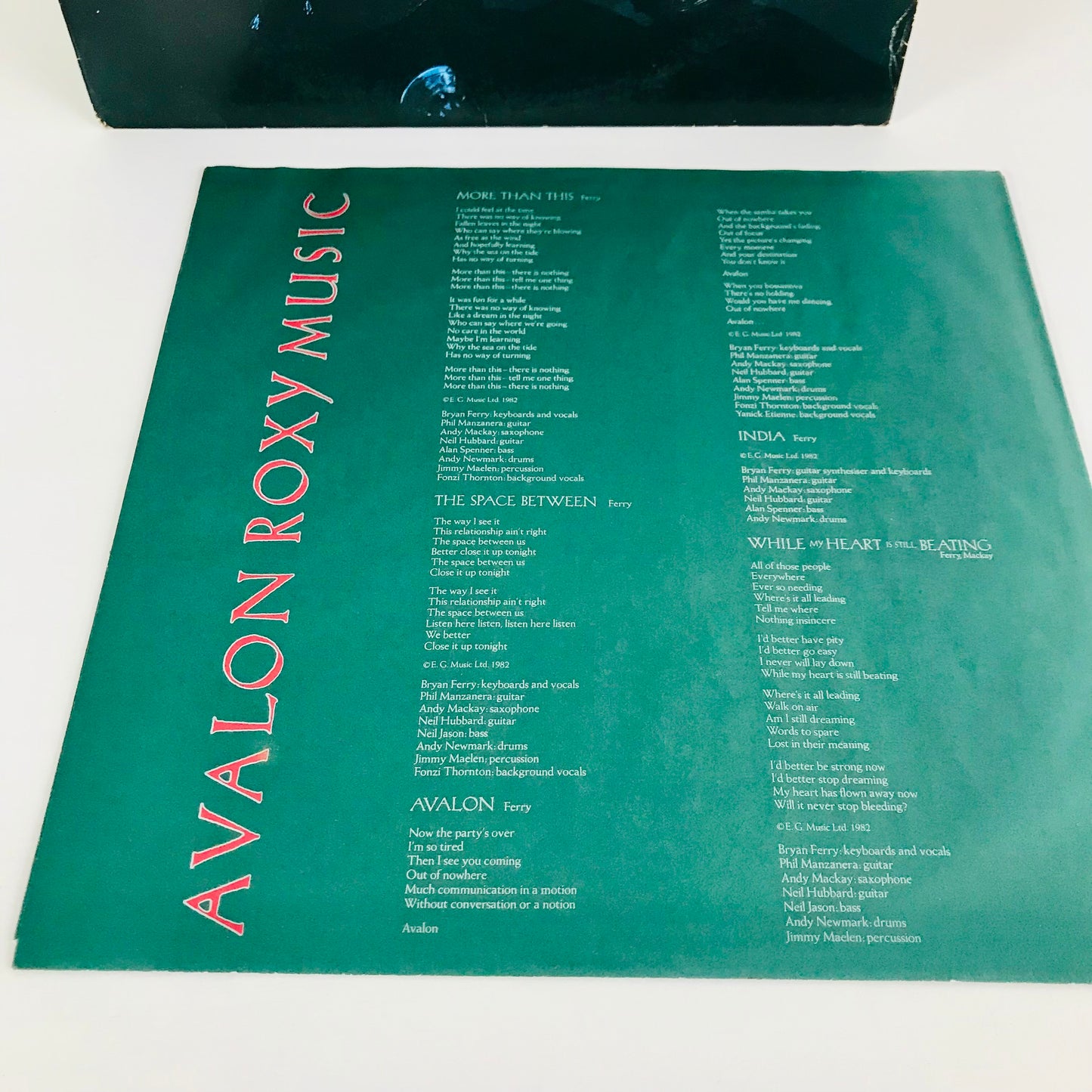 Roxy Music Avalon album record liner lyrics sheet.