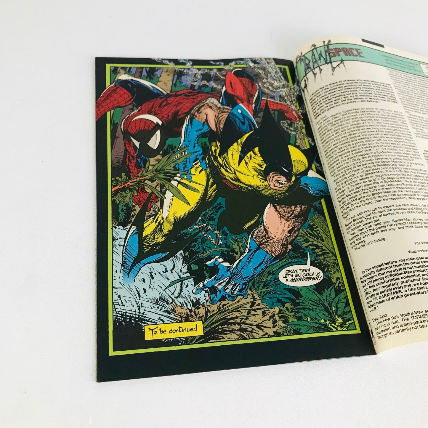 Vintage 1991 Marvel Comics Spider-Man Comic Book with Wolverine and Wendigo Issue #10