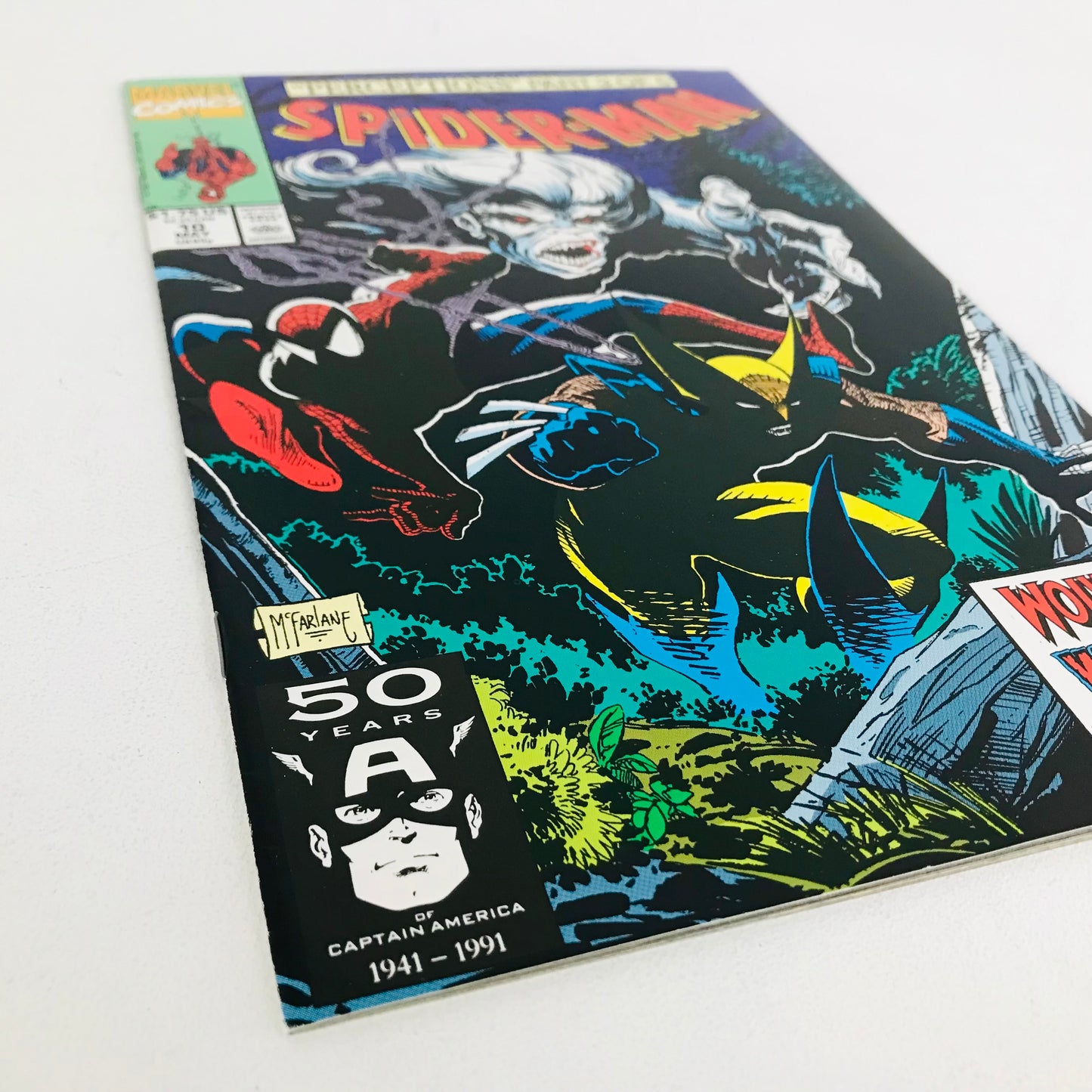 Vintage 1991 Marvel Comics Spider-Man Comic Book with Wolverine and Wendigo Issue #10