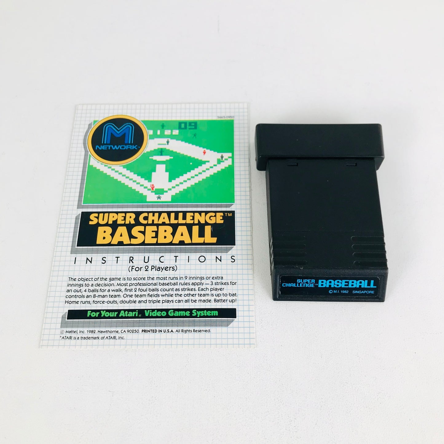 Atari 2600 Video Game 1982 Super Challenge Baseball with Instruction Booklet